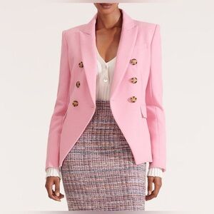 Veronica Beard Pink Miller Dickey Blazer with Tortoise Shell Buttons in size 6